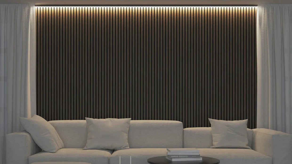 Akupanel - LED afwerkeindlat voor plafond en zijkant - Eiken Dark Walnoot 270 cm