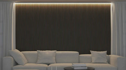 Akupanel - LED afwerkeindlat voor plafond en zijkant - Eiken Dark Walnoot 270 cm