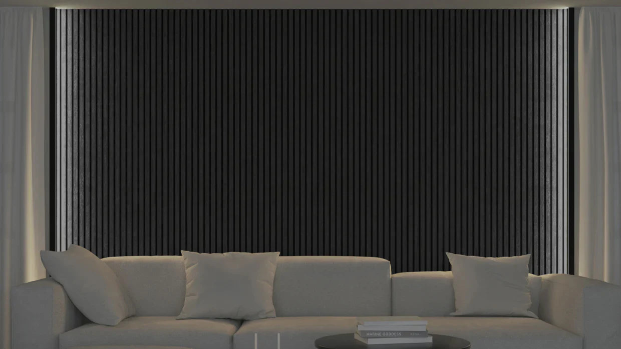 Akupanel - LED afwerkeindlat voor plafond en zijkant- Eiken Zwart 270 cm