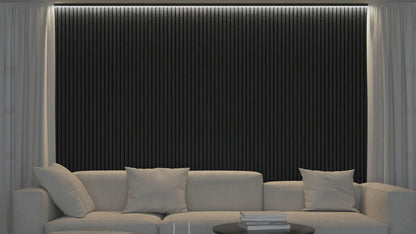 Akupanel - LED afwerkeindlat voor plafond en zijkant- Eiken Zwart 270 cm