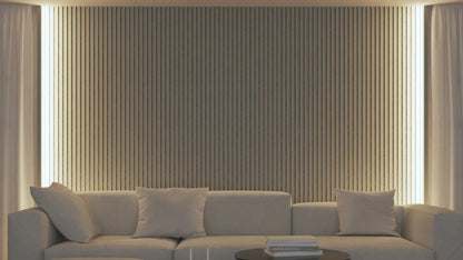 Akupanel - LED afwerkeindlat voor plafond en zijkant - Beige on Beige 270 cm