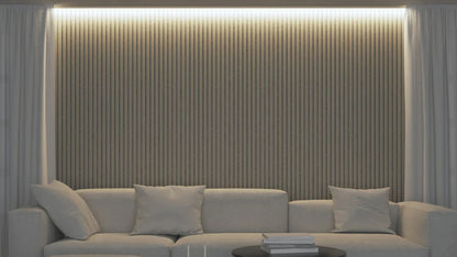 Akupanel - LED afwerkeindlat voor plafond en zijkant - Beige on Beige 270 cm