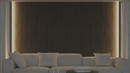 Akupanel - LED afwerkeindlat voor plafond en zijkant - Eiken Dark Walnoot 270 cm