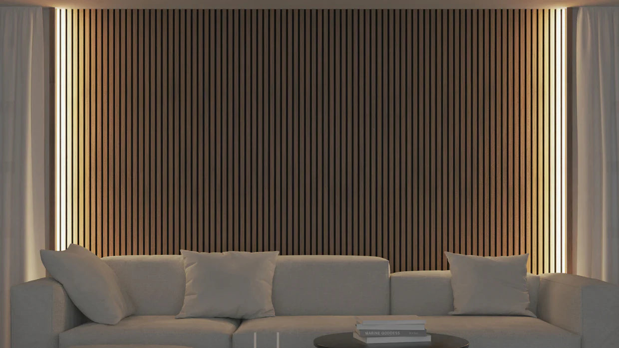 Akupanel - LED afwerkeindlat voor plafond en zijkant - Eiken Walnoot 270 cm