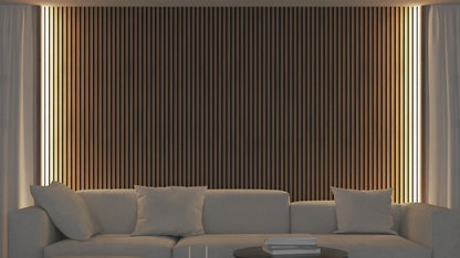 Akupanel - LED afwerkeindlat voor plafond en zijkant - Eiken Walnoot 270 cm