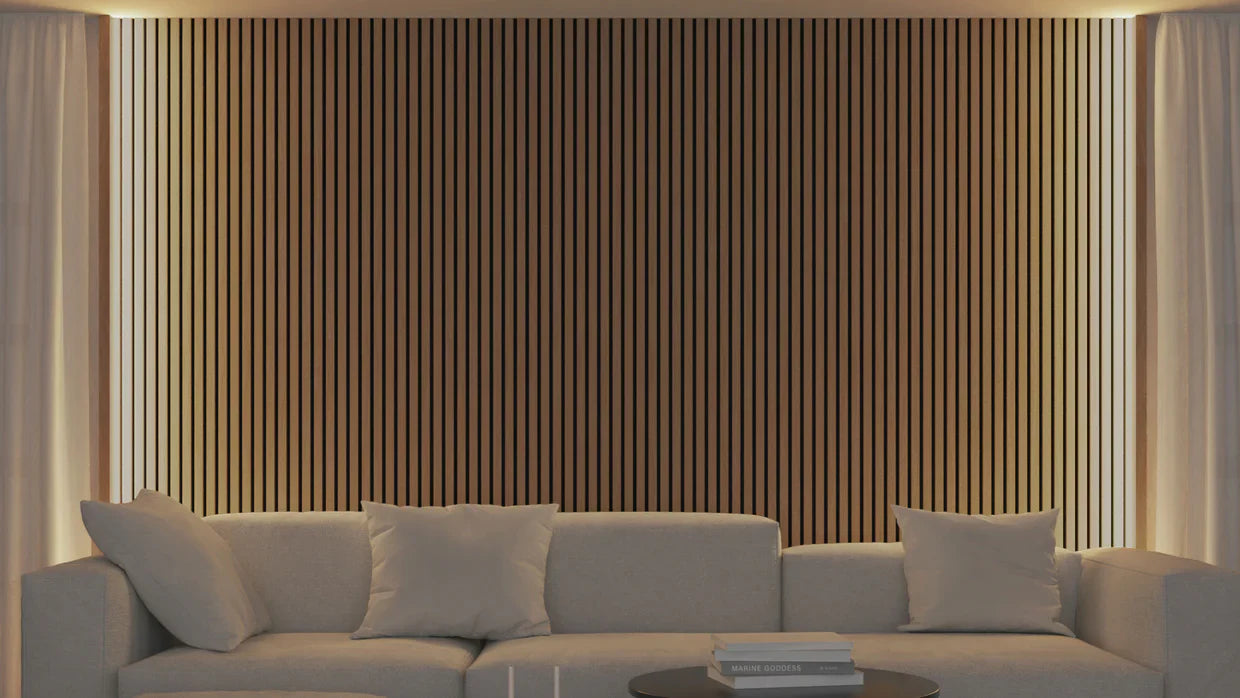 Akupanel - LED afwerkeindlat voor plafond en zijkant - Eiken Mokka 270 cm