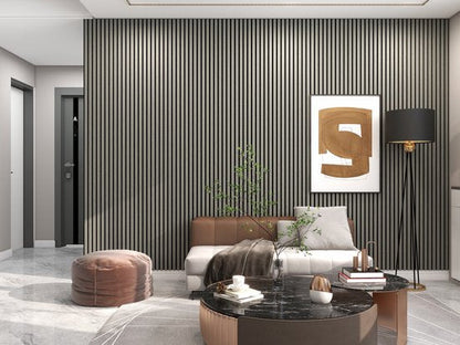 Akupanel Eiken Grijs 270 x 60 cm Lattenwand Akoestische wandpanelen