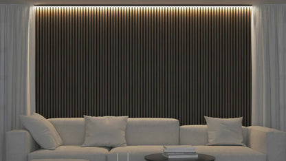 Akoestische panelen 260 x 60 x 1.4 cm - Eiken Dark Walnoot