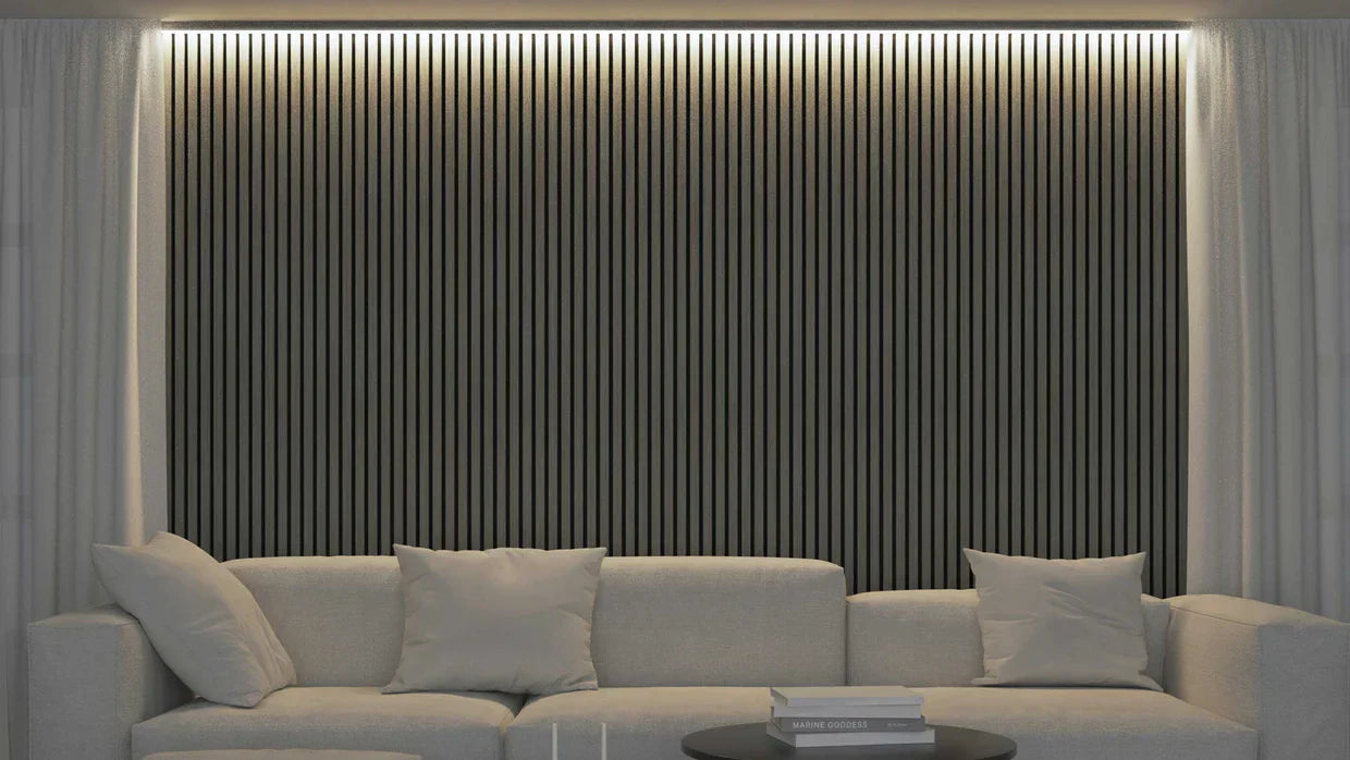 Akoestische panelen 260 x 60 x 1.4 cm - Eiken Grijs