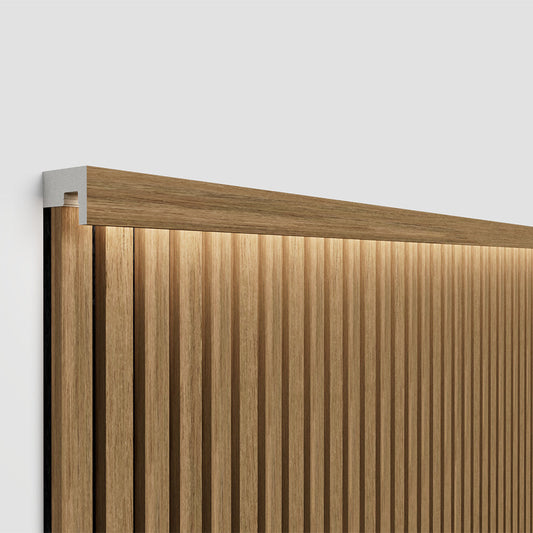 Akupanel - LED afwerkeindlat voor plafond en zijkant - Eiken Mokka 270 cm