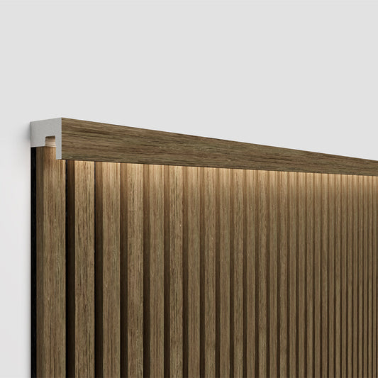 Akupanel - LED afwerkeindlat voor plafond en zijkant - Eiken Walnoot 270 cm