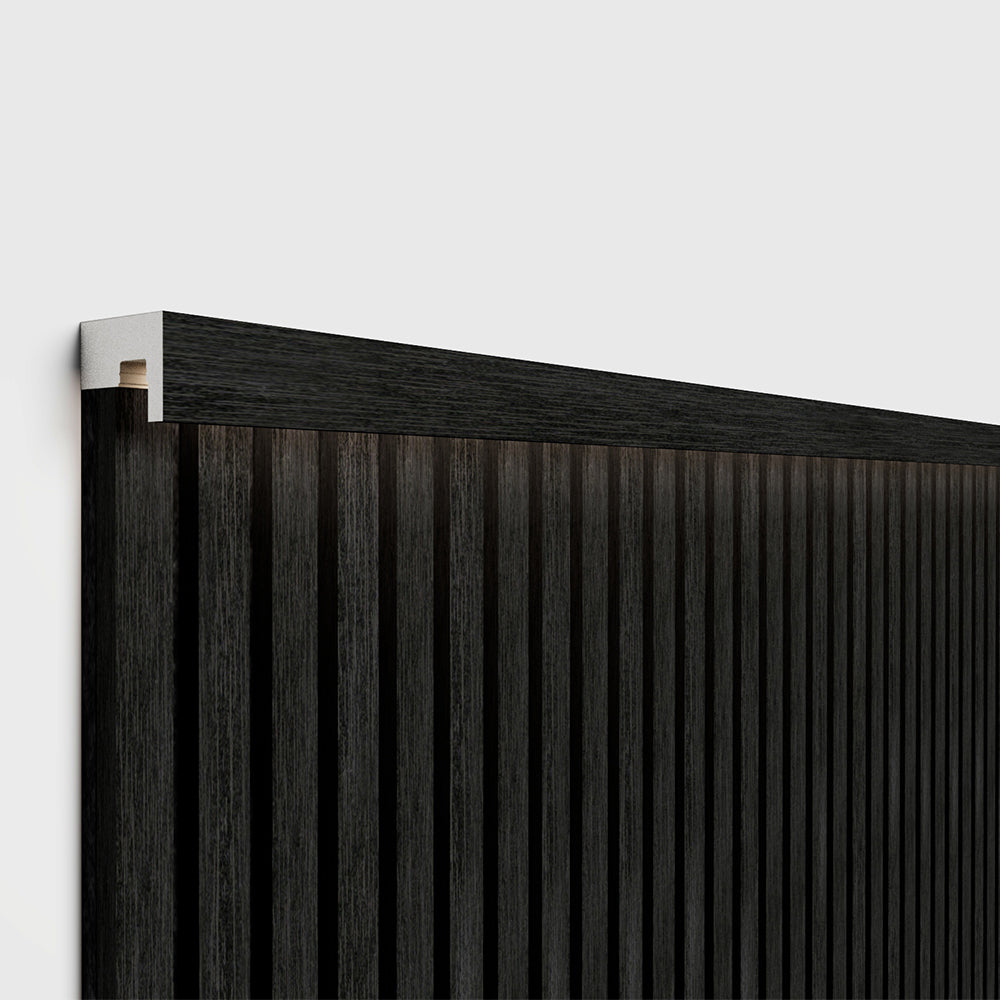 Akupanel - LED afwerkeindlat voor plafond en zijkant- Eiken Zwart 270 cm