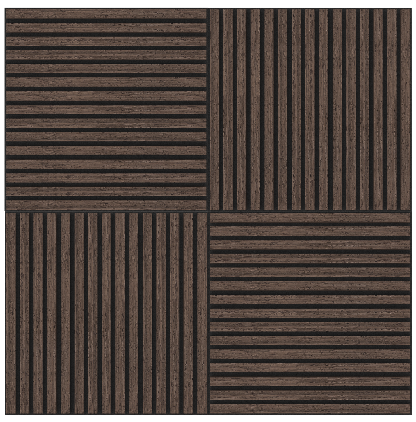 Akupanel Eiken Dark Walnoot 60 x 60 cm Lattenwand Akoestische wandpanelen