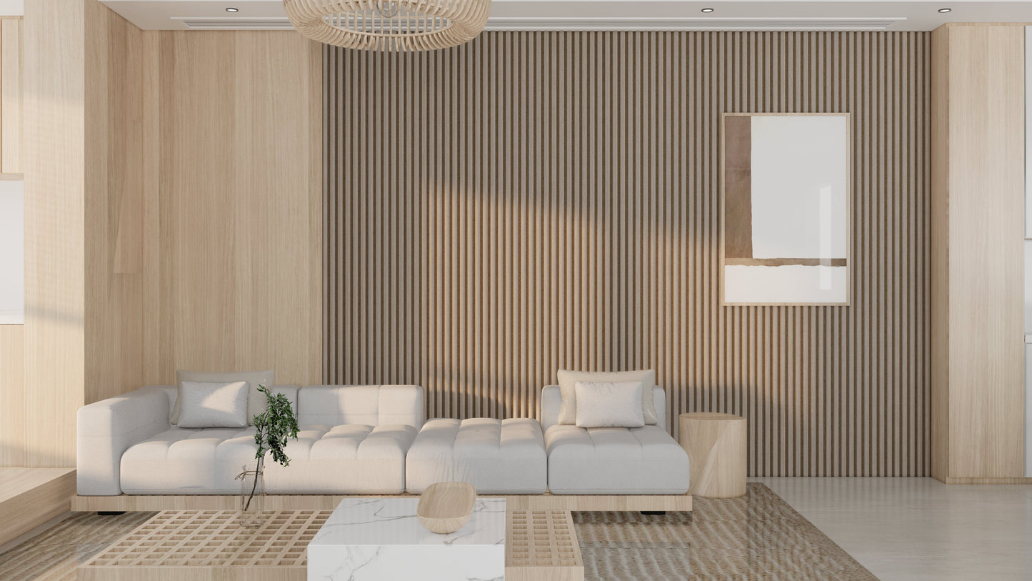 Akoestische Suede Space Panelen 280 x 60 x 2.4 cm - Beige