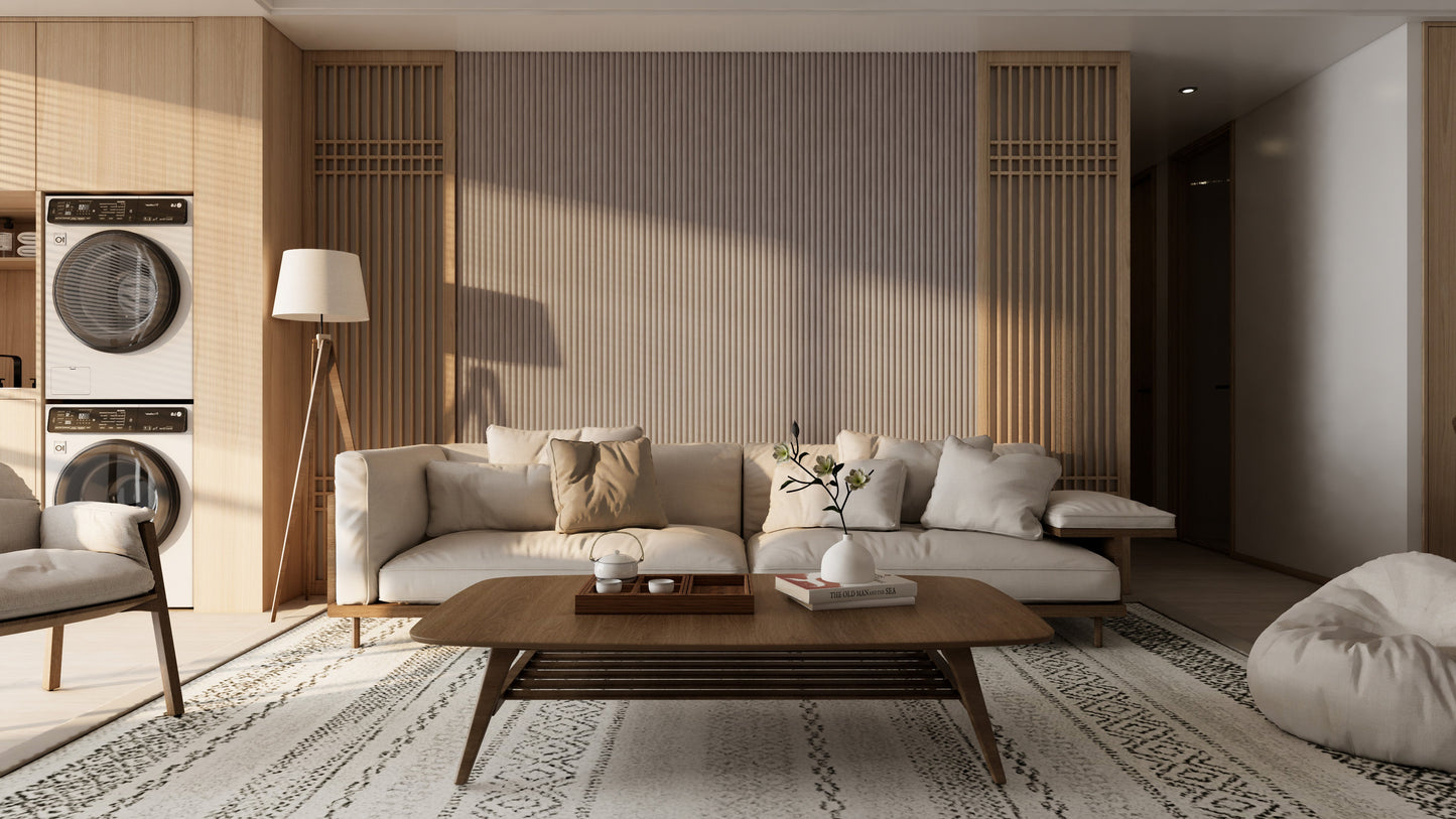 Akoestische Suede Solid Panelen 280 x 60 x 2.4 cm - Beige