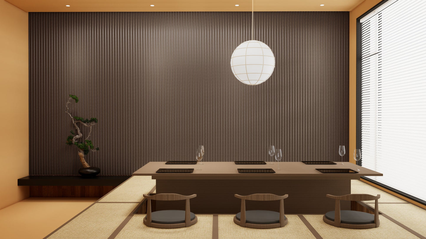 Akoestische Suede Space Panelen 280 x 60 x 2.4 cm - Chique Mokka