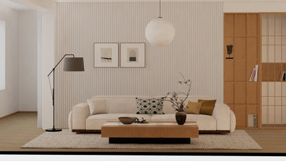 Akoestische Suede Space Panelen 280 x 60 x 2.4 cm - Snow Beige