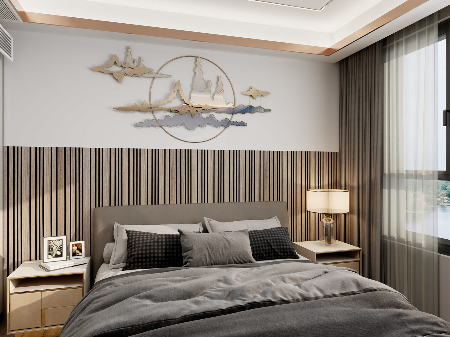 Rosenwood Akupanel Akoestische Wandpanelen Lattenwand Tripple Akupanelen 270 x 60 cm Mokka eiken