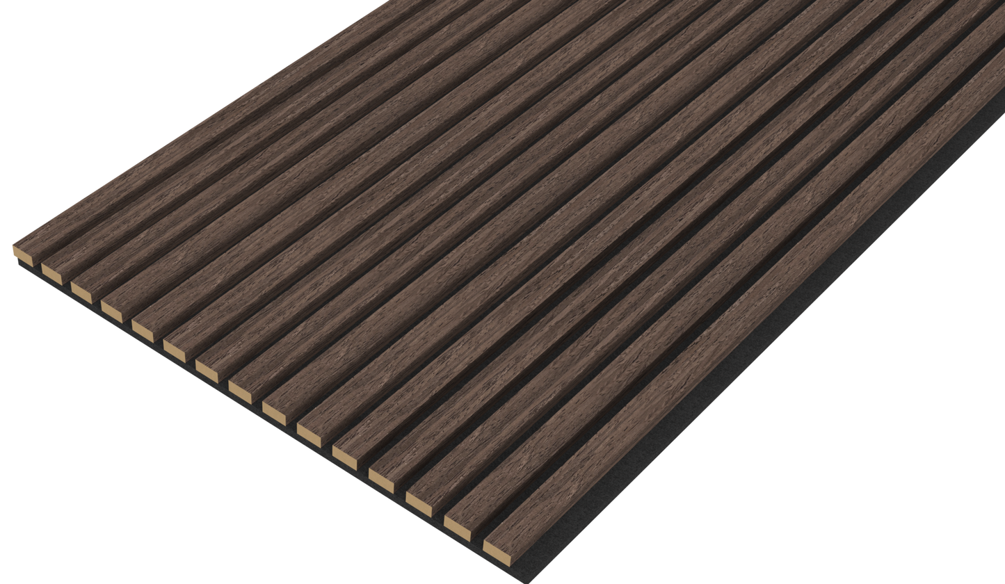 Akupanel Eiken Dark Walnoot 270 x 60 cm Lattenwand Akoestische wandpanelen