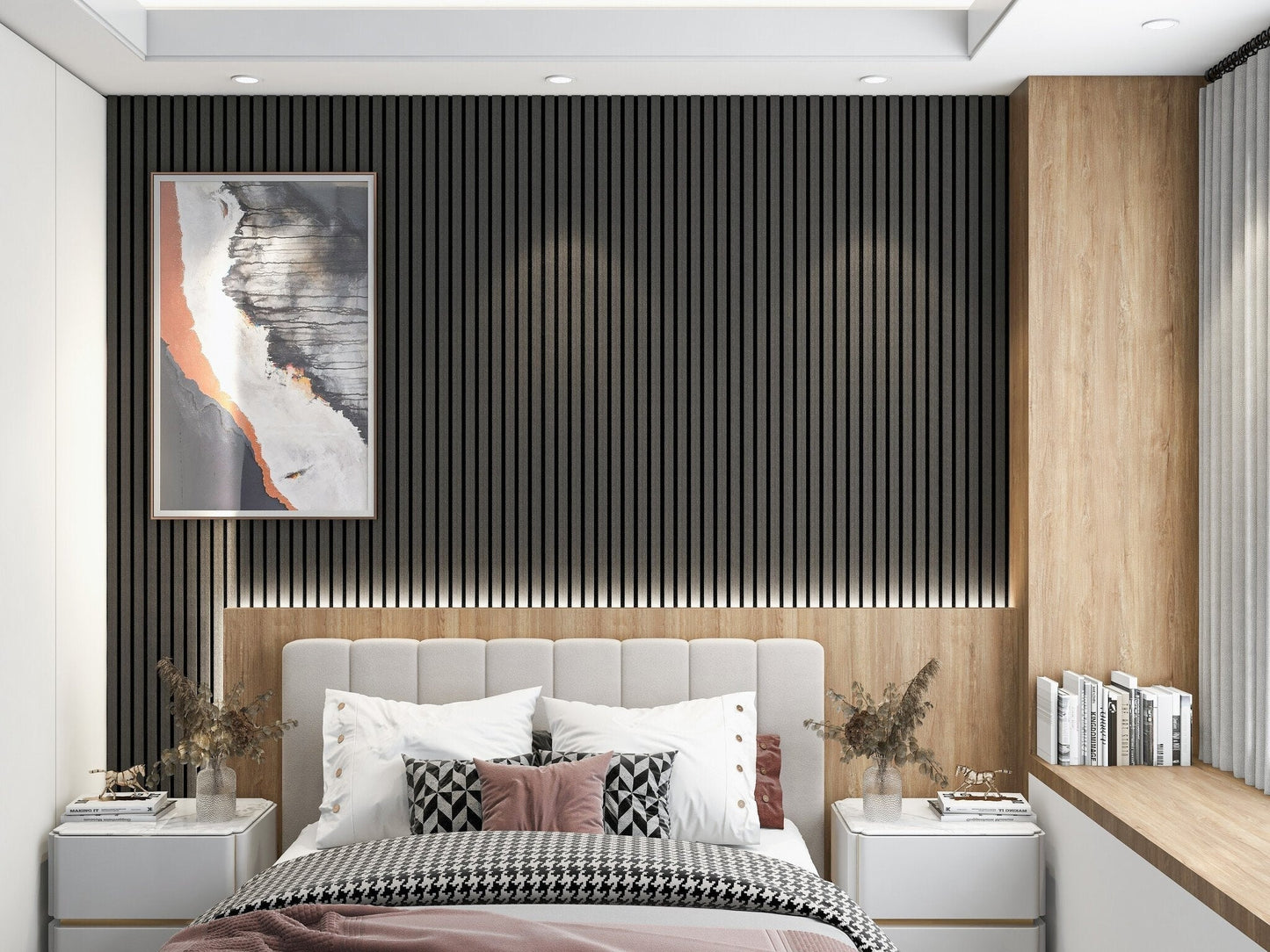 Akoestische panelen 300 x 60 x 2.2 cm - Eiken Zwart